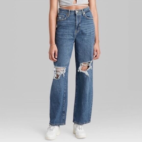 NWT Wild Fable High Rise Baggy Distressed Jean Size 12 X 31.5” - Picture 1 of 3